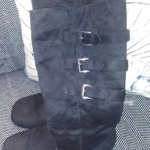 Black faux suede boots